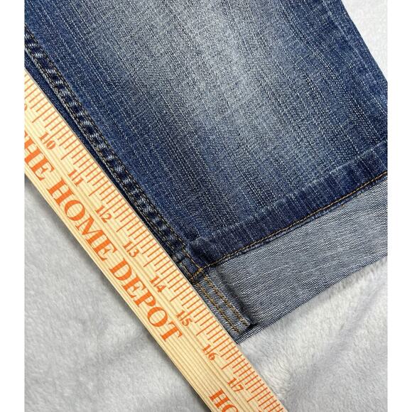 South Pole Cropped Jeans 7 Stretch Gold Logo Metallic Embroidery Inseam Y2K VTG - Picture 13 of 16